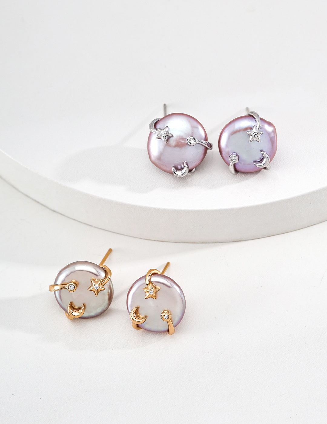 【如願】星夜の煌めき 淡水パール×ジルコニア ピアス