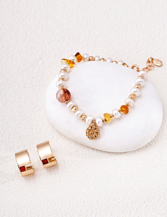 Sterling Silver 925 Freshwater Pearl Crystal Bracelet