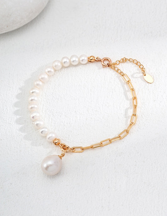Freshwater Baroque Pearl S925 Half Chain Bracelet