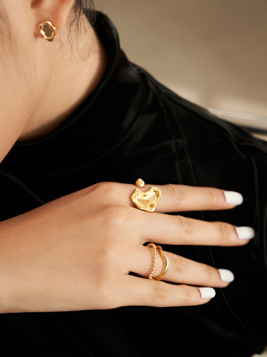 Silver 925 Fluid Aesthetic Nuance Double Line Ring (Two-Layered Style)