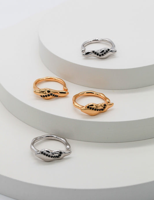 Silver 925 Zirconia Abstract Streamline Ring Elegant