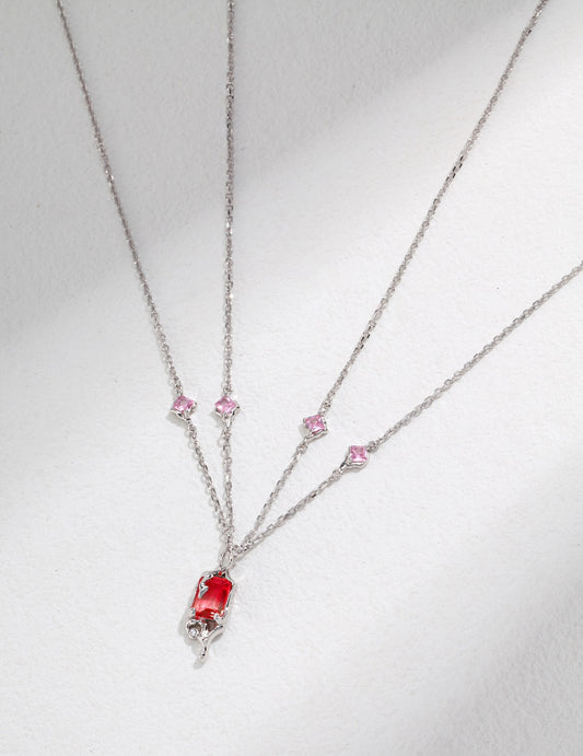 Sterling Silver 925 Nuance Fluid Design Zirconia Necklace
