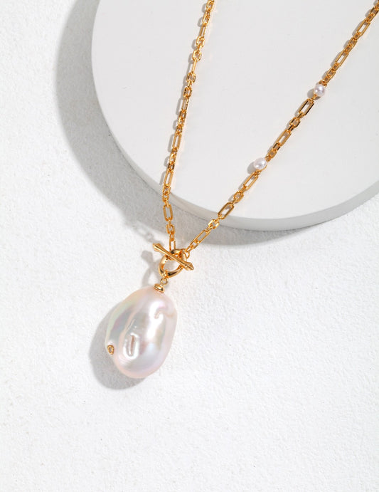 Sterling Silver 925 Baroque Pearl Long Necklace - One-of-a-kind Organic Shapes