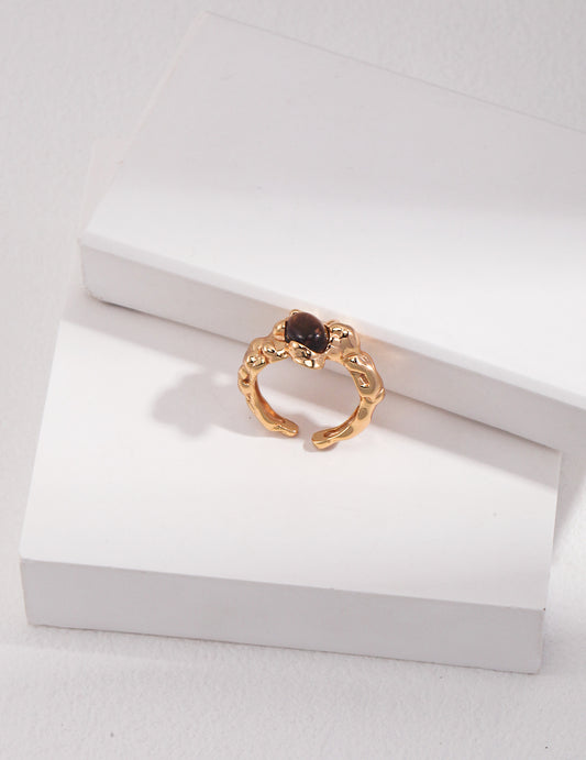 シルバー925 天然石タイガーアイ リング 固定サイズ(調節不可)