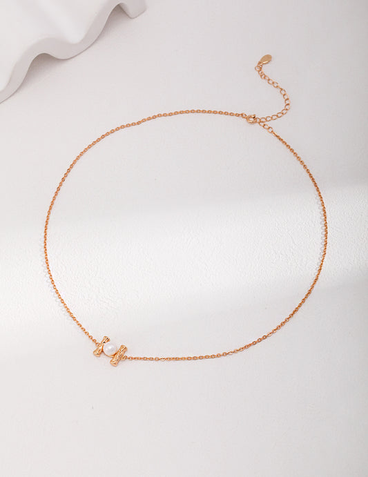Sterling Silver 925 Freshwater Pearl Necklace French Vintage (D0435)