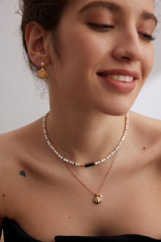 S925 Freshwater Pearl Shell Motif Elegant Necklace