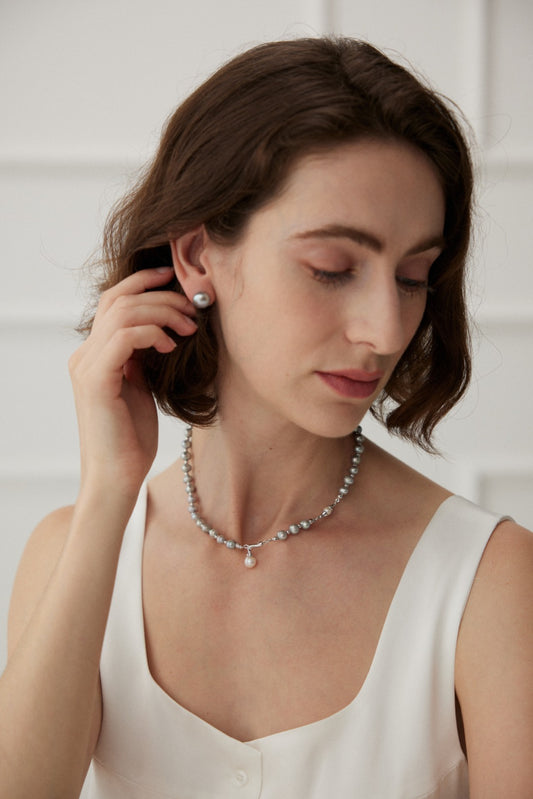 S925 Freshwater Pearl Necklace Platinum Color