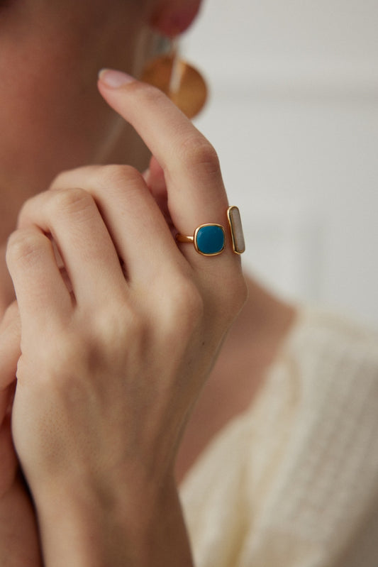 Silver 925 Morandi Color Enamel Design Ring