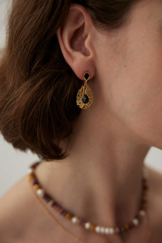 Silver 925 Black Zirconia Earrings Classical Design