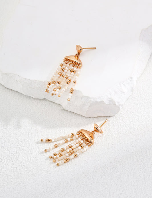 Sterling Silver 925 Shell Motif Elegant Earrings