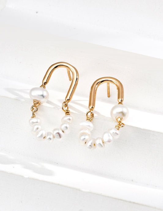 S925 Silver Freshwater Pearl Elegant Fashion Earrings