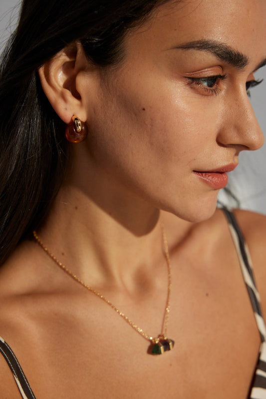 S925 Silver Amber-Style Earrings: Warm Texture and Elegant Gold