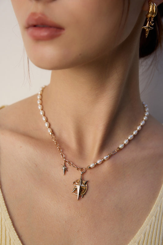 S925 Vintage Style Freshwater Pearl Design Necklace