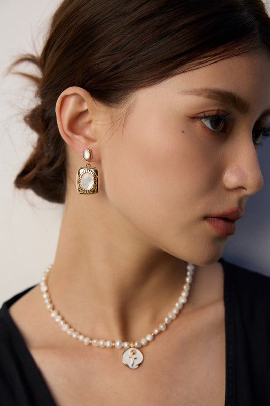 S925 Vintage-style Silver Wire Shell Earrings E01160-2
