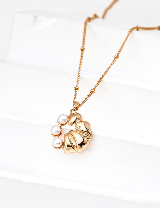 S925 Silver Pearl-like Pendant Necklace Vintage Finish