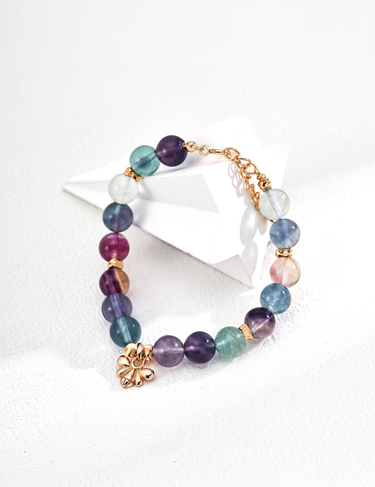 S925 Multi-Color Natural Fluorite Fashion Bracelet