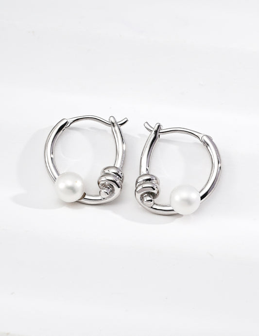 925 Sterling Silver Freshwater Pearl Modern Line Nuance Earrings