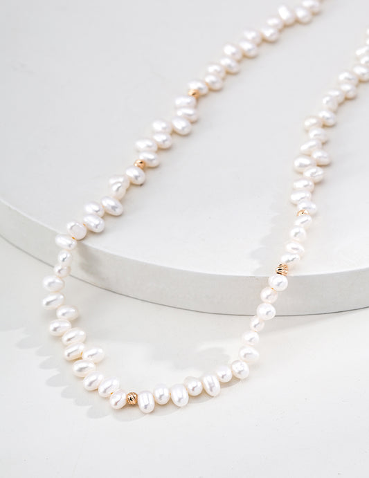 S925 Natural Freshwater Pearl Necklace Timeless Radiance