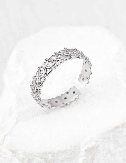 Coin Motif Zirconia Ring, Vintage Style, Gold Plated
