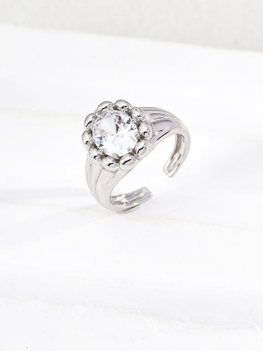 Three-Dimensional Sculpture Zirconia Ring Geometric Nuance Form Jewelry