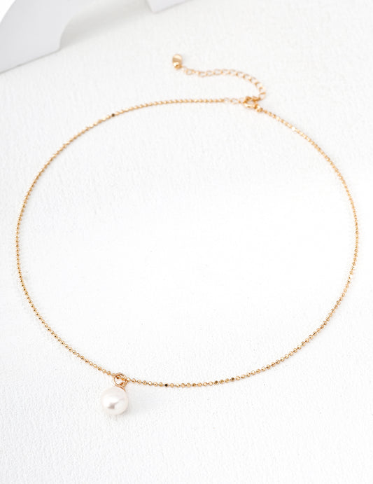 Sterling Silver 925 Simple Freshwater Pearl Necklace Daily
