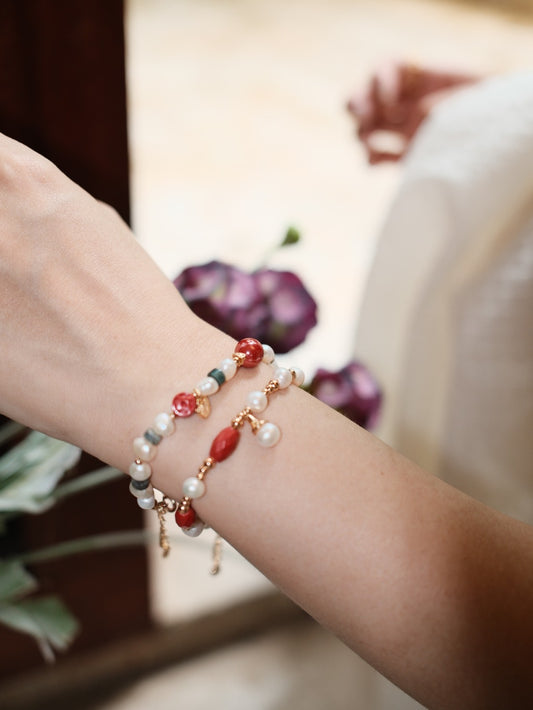 High-Purity Cinnabar × Freshwater Pearl Amulet Bracelet
