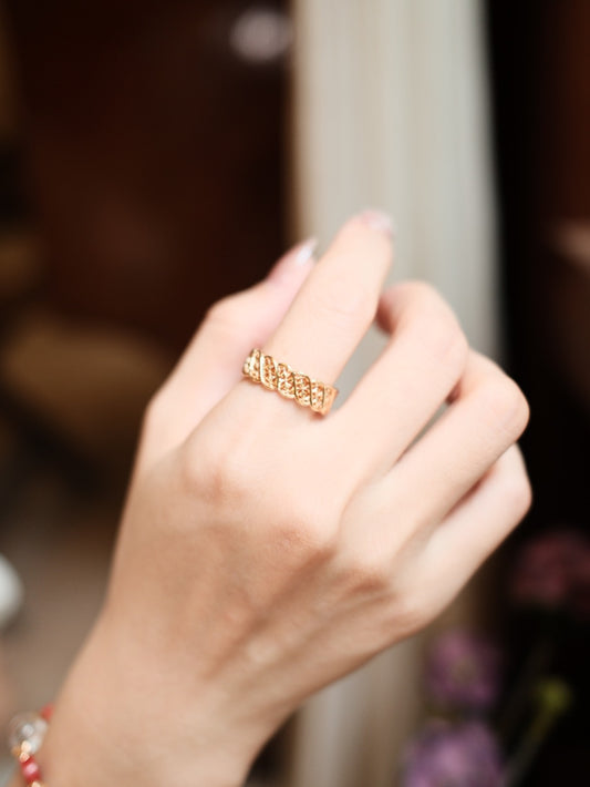 S925 Oriental Pattern and Nuance Line Metal Design Ring