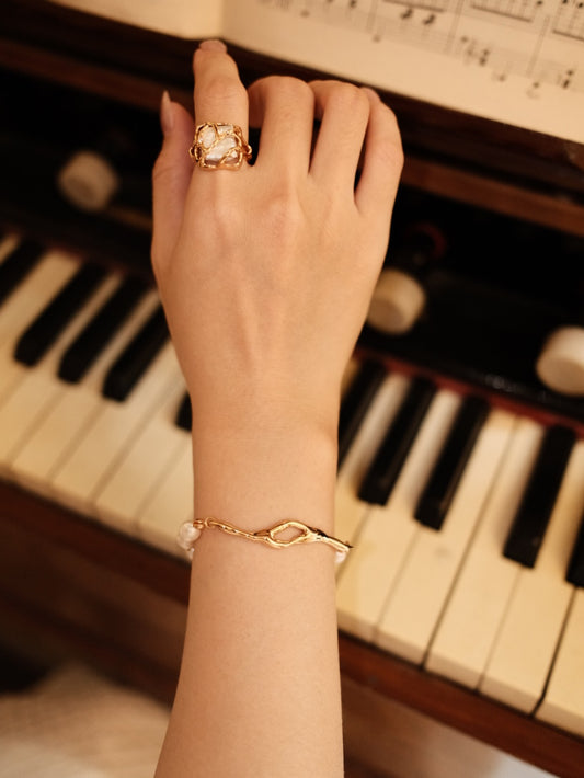 S925 Freshwater Pearl Lava Fluid Bracelet Modern Nuance