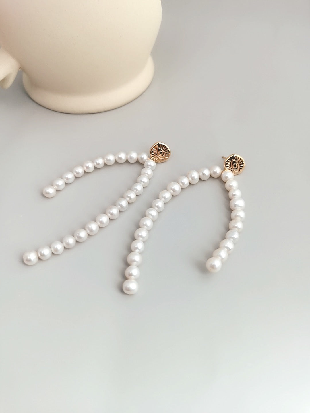ロング 淡水パール ピアス E0701