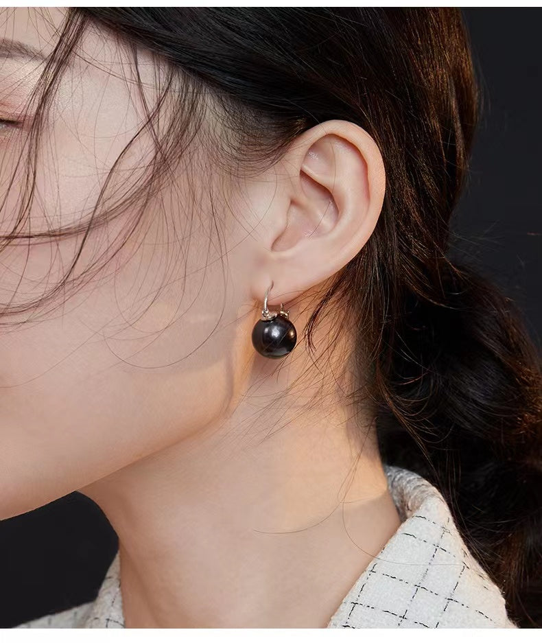 ブラック シェルパール ドロップピアス E0540