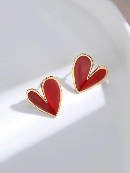 Red Oildrop Glaze Pierced Earrings E0567