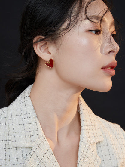 Red Oildrop Glaze Pierced Earrings E0567