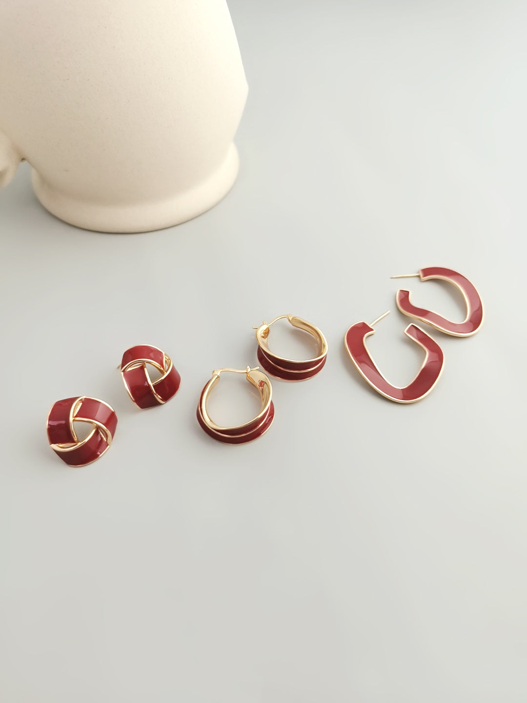 Red Oildrop Glaze Earrings E0800