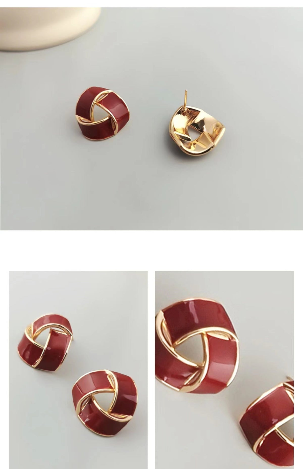 Red Oildrop Glaze Earrings E0800