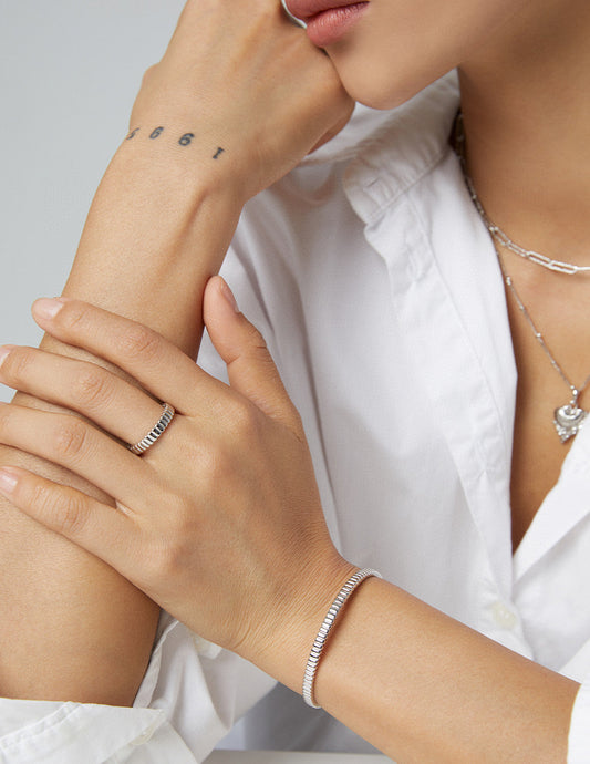 Sterling Silver 925 Simple Bangle: Minimalist Refined Beauty