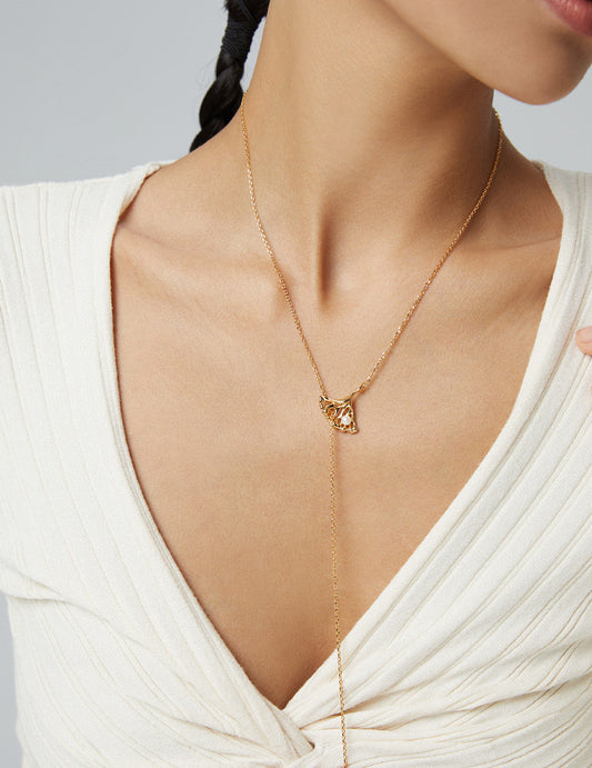 Sterling Silver 925 Ginkgo Leaf x Freshwater Pearl 3D Design Necklace