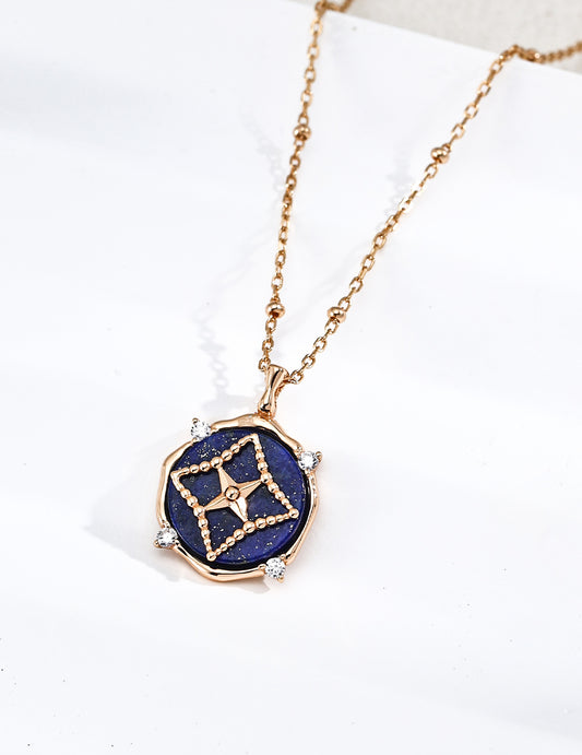 S925 Lapis Lazuli and Natural Mother of Pearl Oriental-style Necklace