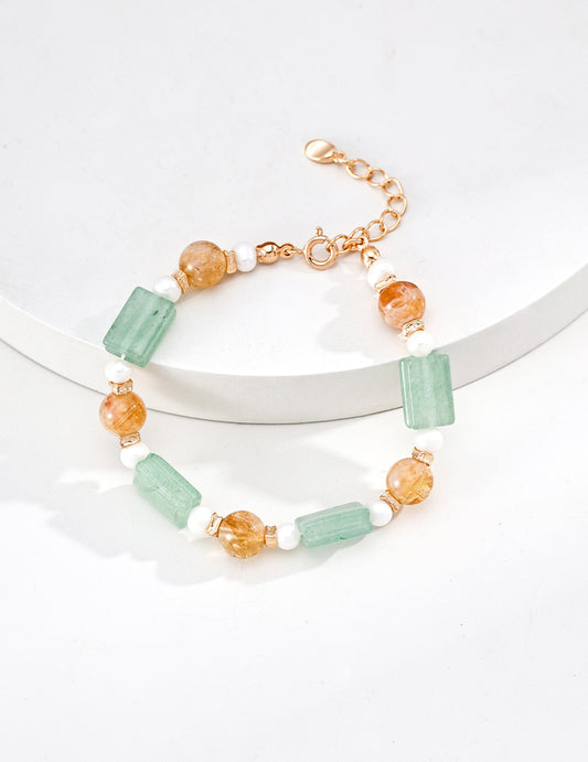 S925 Jasmine-Colored Freshwater Pearl Antique-Style Bracelet