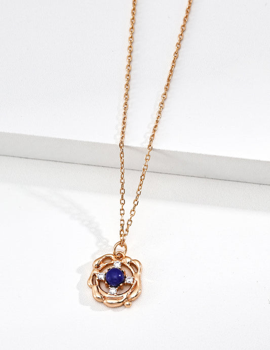 Sparkle of Natural Stone: Lapis Lazuli and Tiger Eye Zirconia Necklace