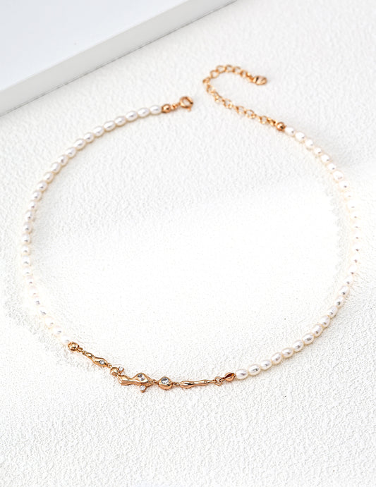 [Dreams of the Milky Way] Freshwater Pearl and Zirconia Brilliance Starlit Necklace
