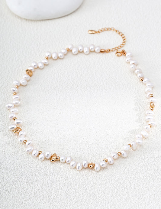 Freshwater Pearl Vintage Gold Plated Necklace D0409-6