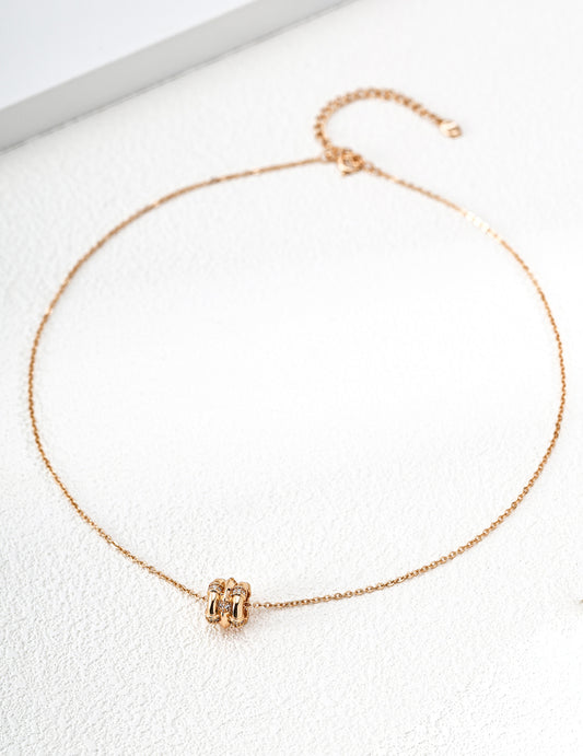 Star Ring Lucky Wheel Zirconia Gold-Plated Necklace