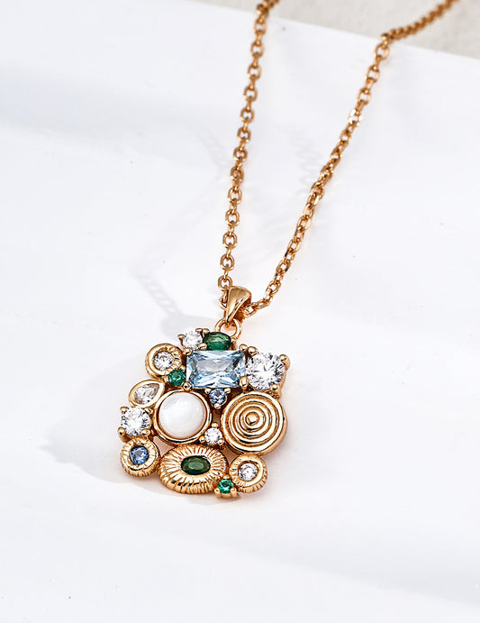 [Pulse of the Forest] Vintage-Style Zirconia Bud Necklace S925