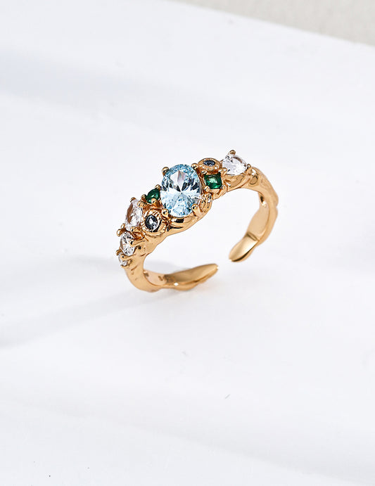 【Heartbeat of the Forest】Vintage-Style Zirconia Bud Ring S925