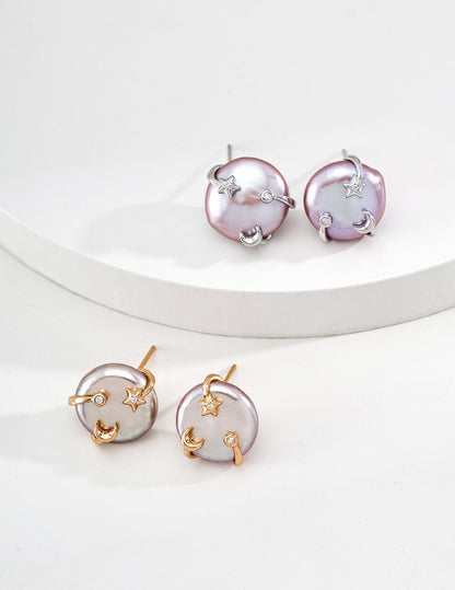 【如願】星夜の煌めき 淡水パール×ジルコニア ピアス