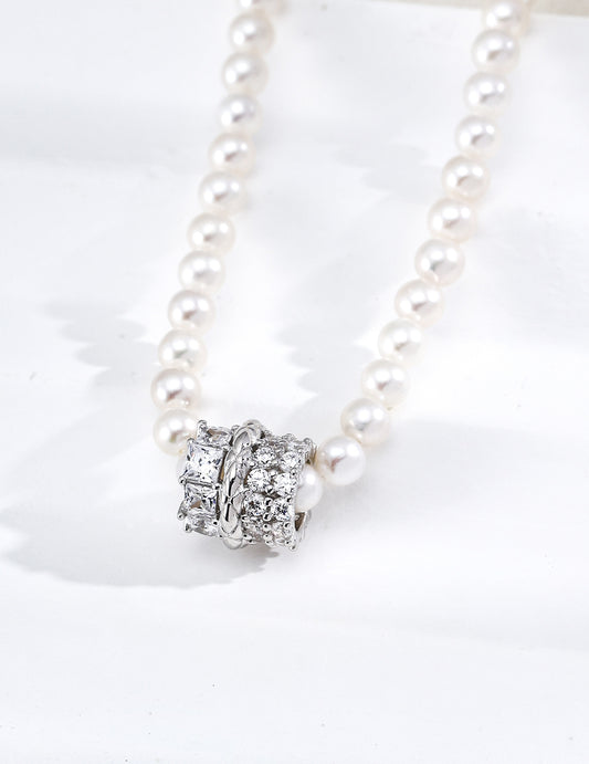Stellar Radiance Zirconia Lucky Beads Necklace S925
