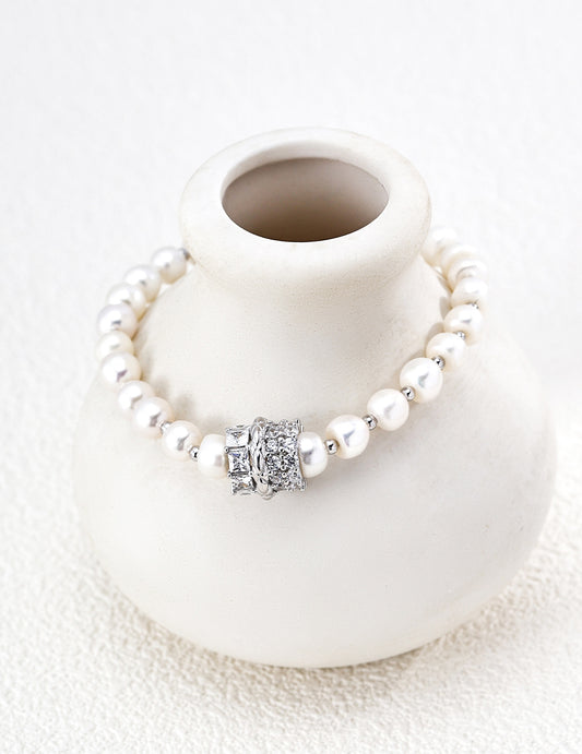 Stellar Radiance Zirconia Lucky Beads Bracelet S925