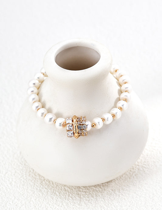 Stellar Radiance Zirconia Lucky Beads Bracelet S925