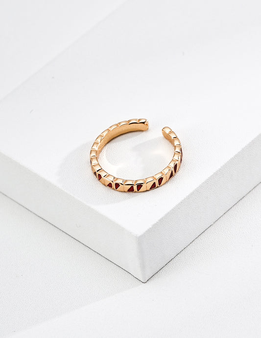 Vintage gold ring with silver 925 and striking red enamel