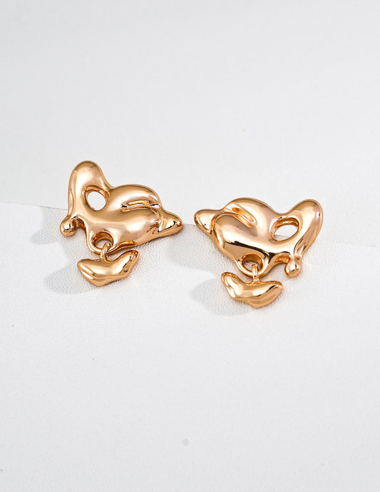 Silver 925 Fluid Design Metal Earrings